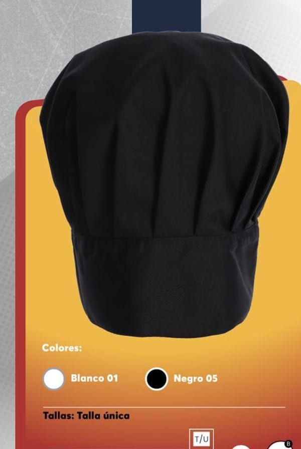 Gorro de chef francés unisex tipo champiñón, con ajuste posterior de velcro.