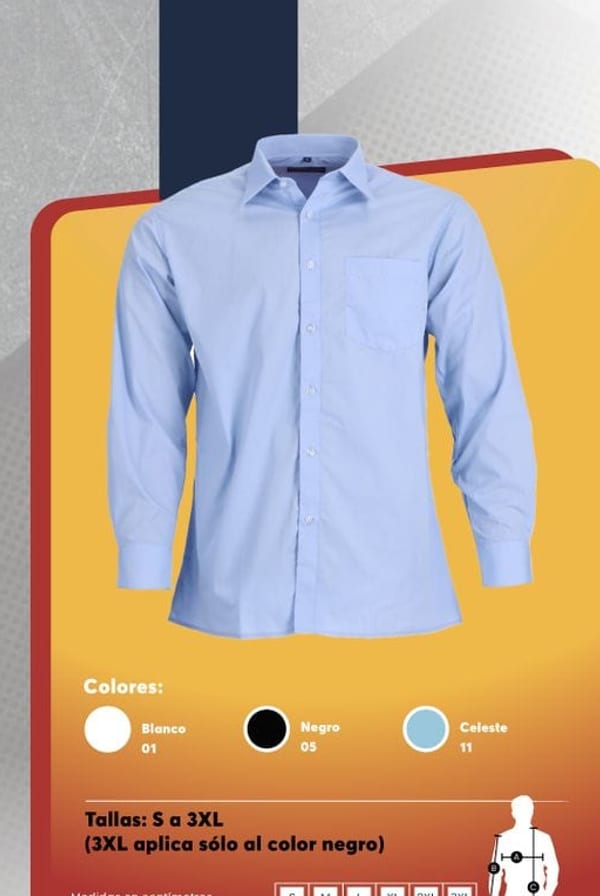 Camisa trevira de manga larga para hombre con cuello semi italiano y bolsillo delantero.
