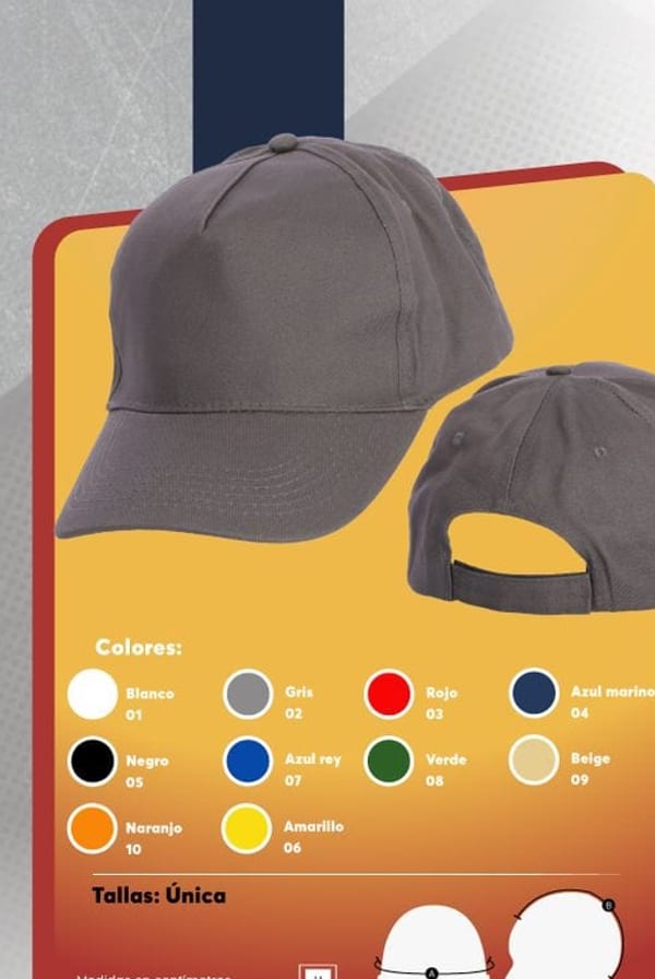 Jockey unisex de gabardina con visera reforzada y ajuste posterior con velcro.