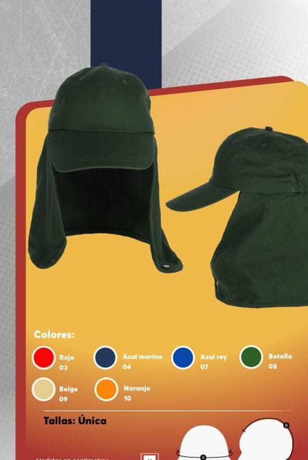 Gorro legionario unisex de denim con faldón protector de cuello y ajuste posterior elasticado.