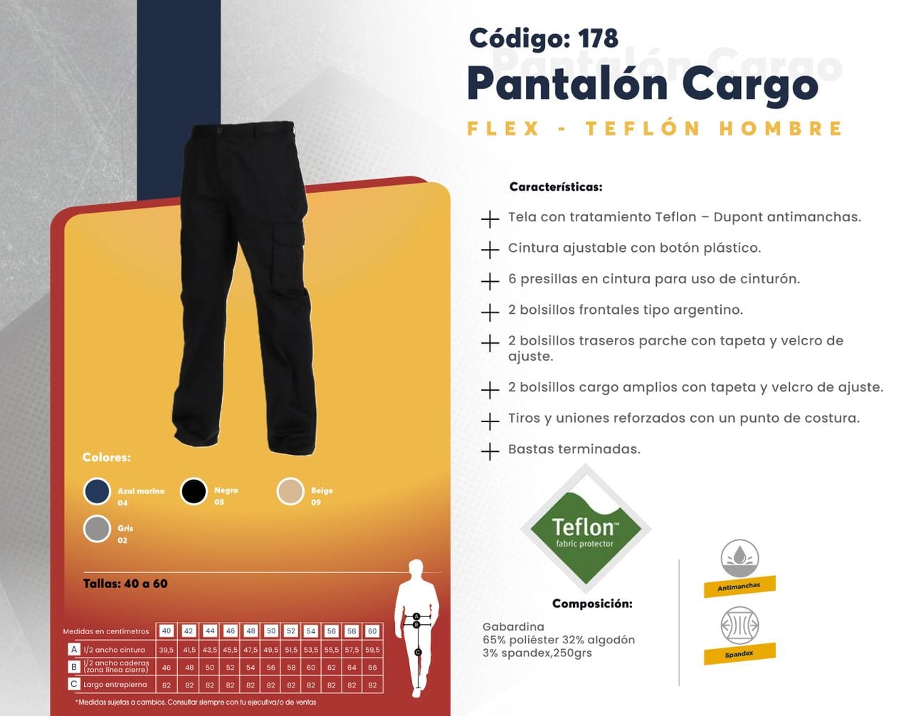 Ficha técnica de Pantalón Cargo