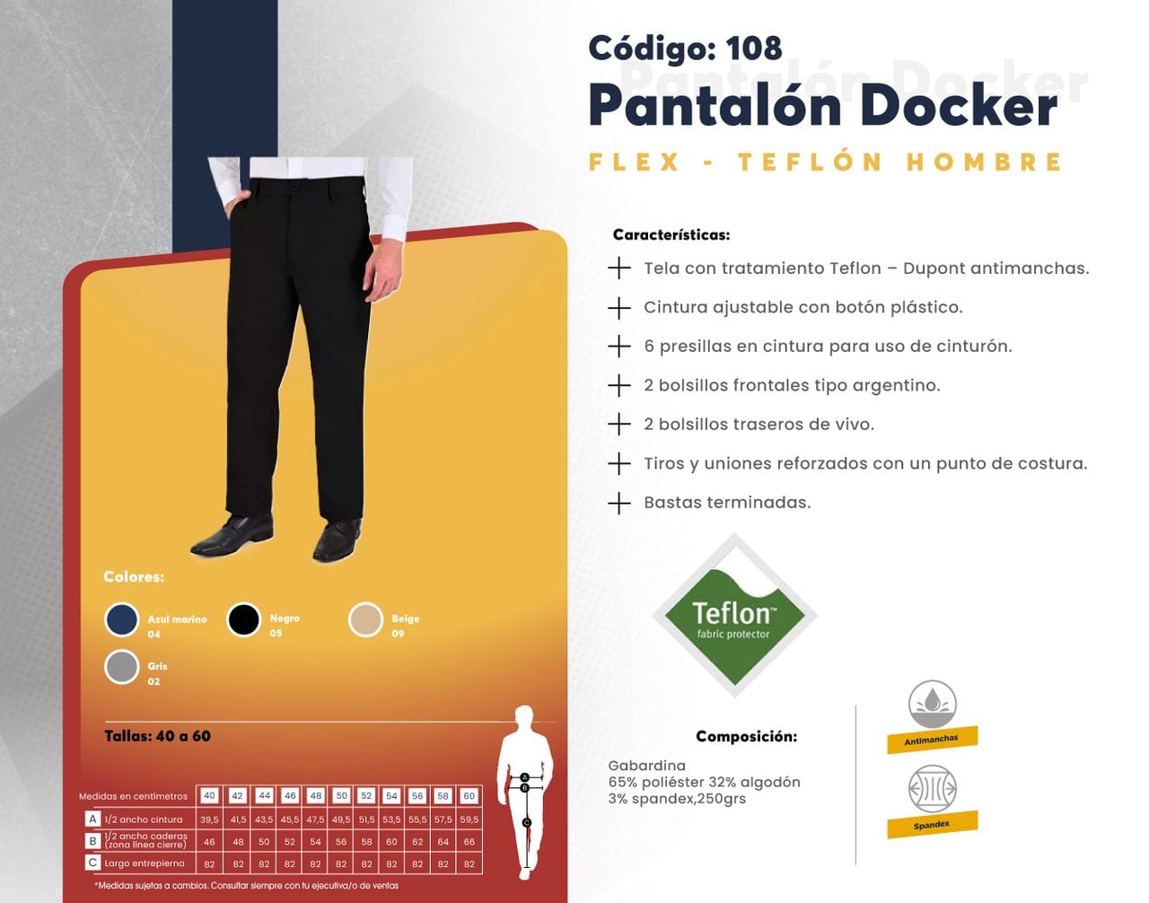 Ficha técnica de Pantalón Docker