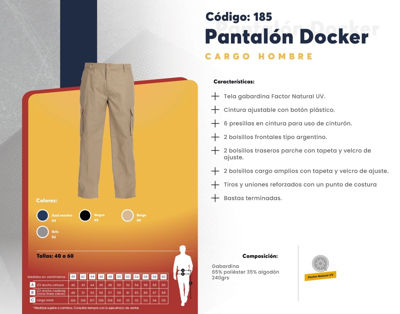Ficha técnica de Pantalón Docker