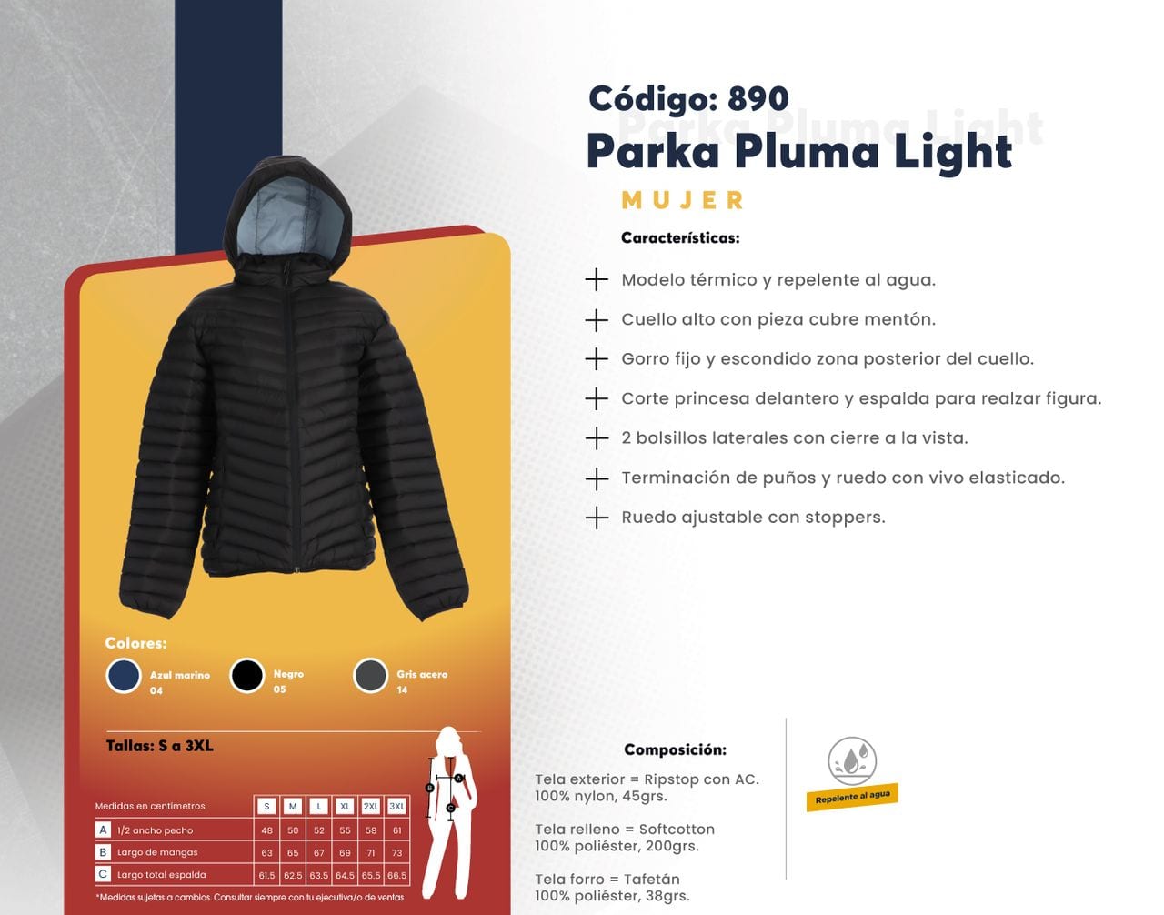 Ficha técnica de Parka Pluma Light