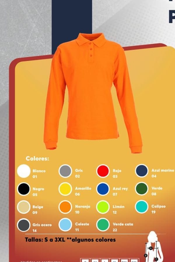 Polera piqué de manga larga para mujer con cuello y puños en tela rib, disponible en múltiples colores.