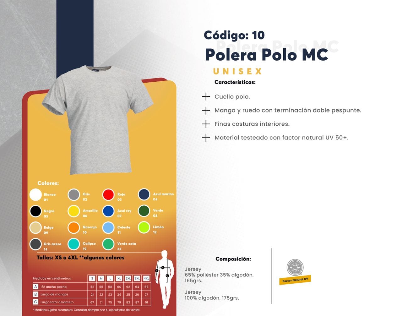 Ficha técnica de Polera Polo MC