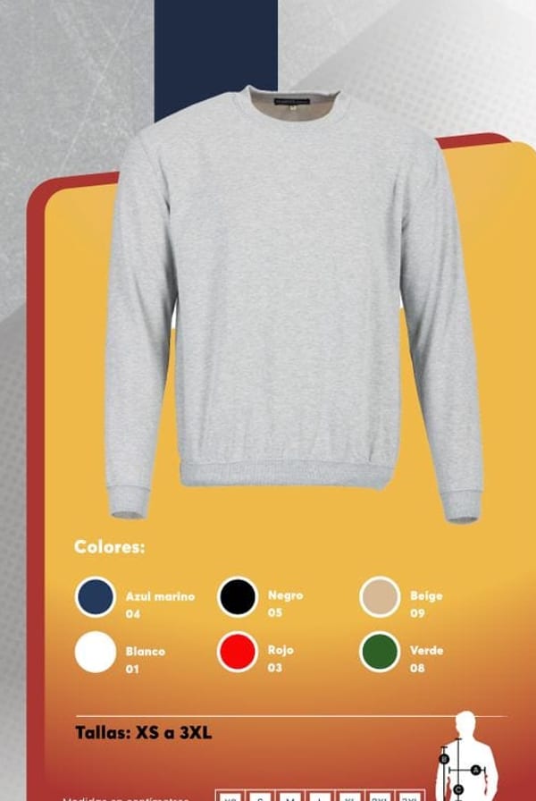 Polerón unisex de cuello polo confeccionado en tela franela, con puños y ruedo en tela rib.