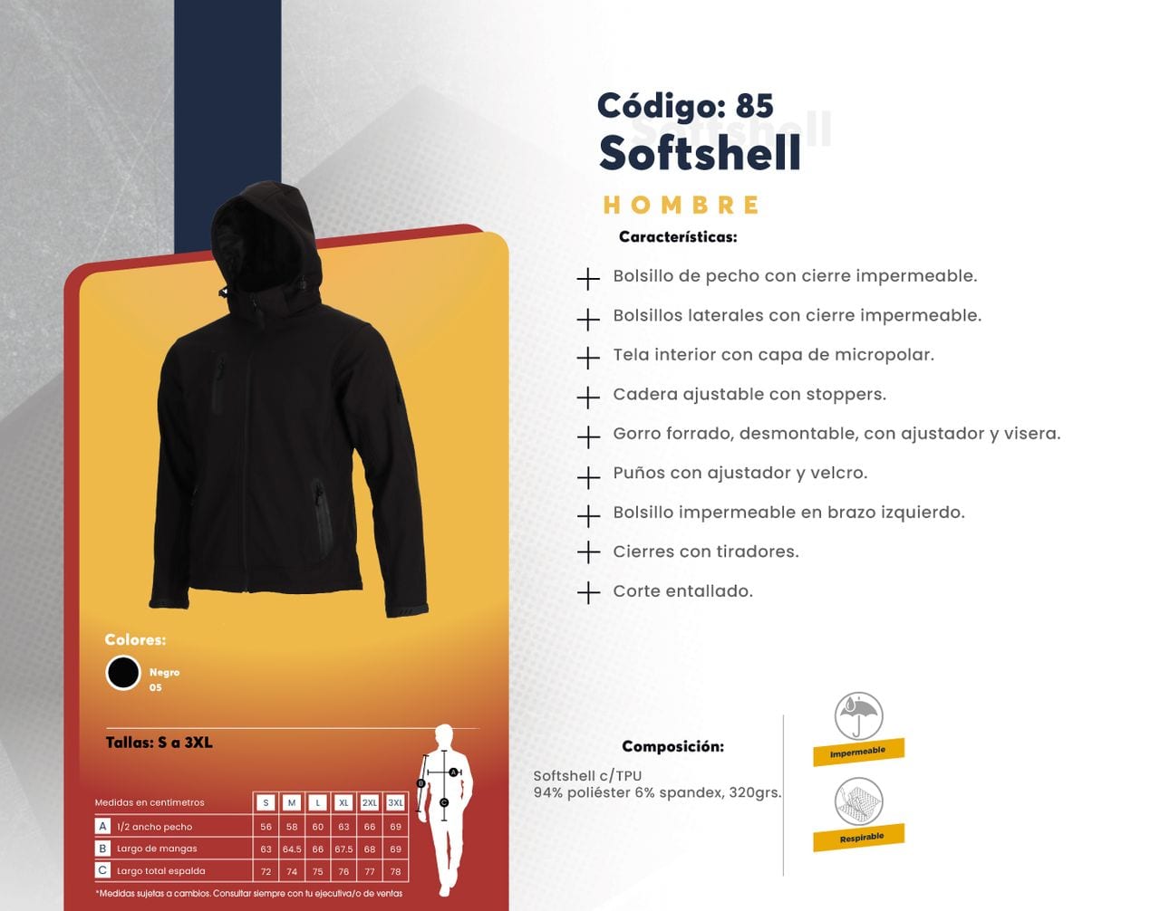 Ficha técnica de Softshell