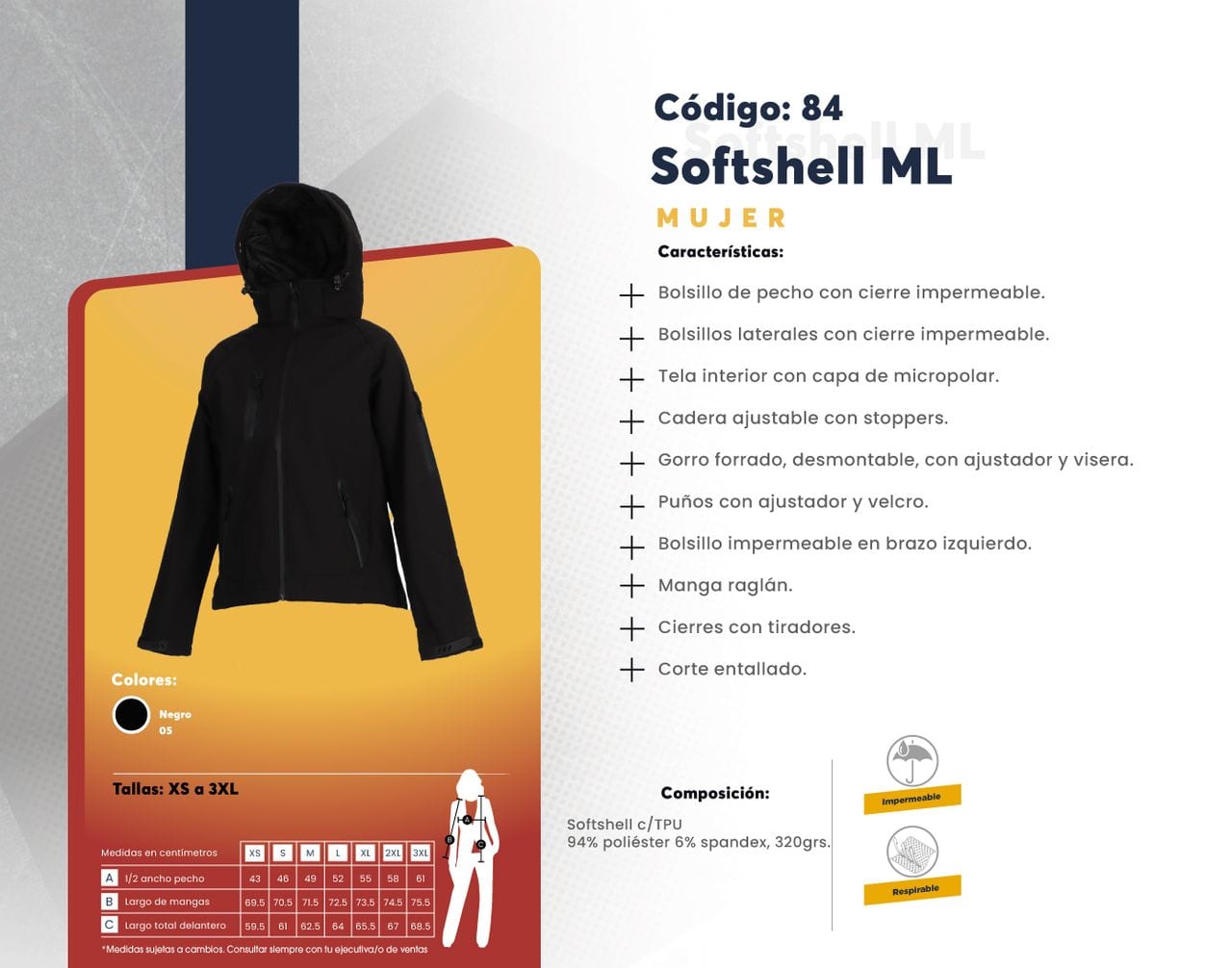 Ficha técnica de Softshell ML