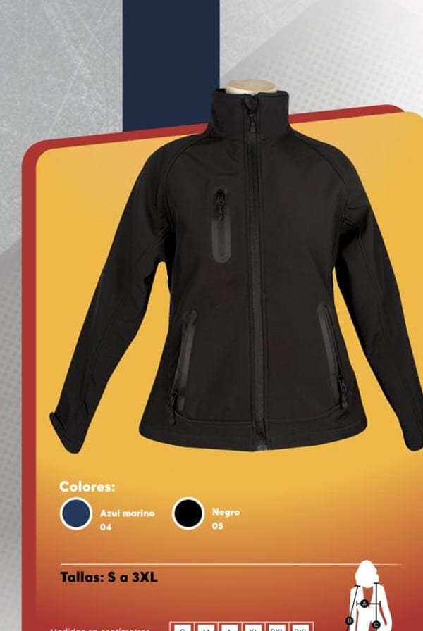 Chaqueta softshell impermeable y transpirable para mujer, con forro interior de micropolar y bolsillos ajustables.