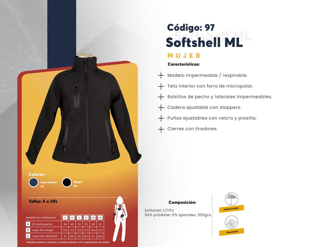 Ficha técnica de Softshell ML