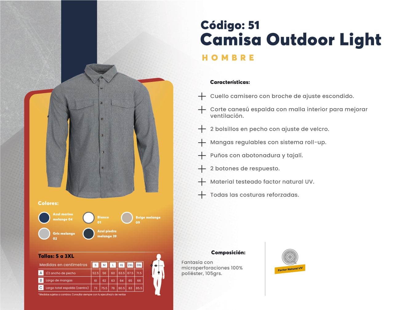 Ficha técnica de Camisa Outdoor Light