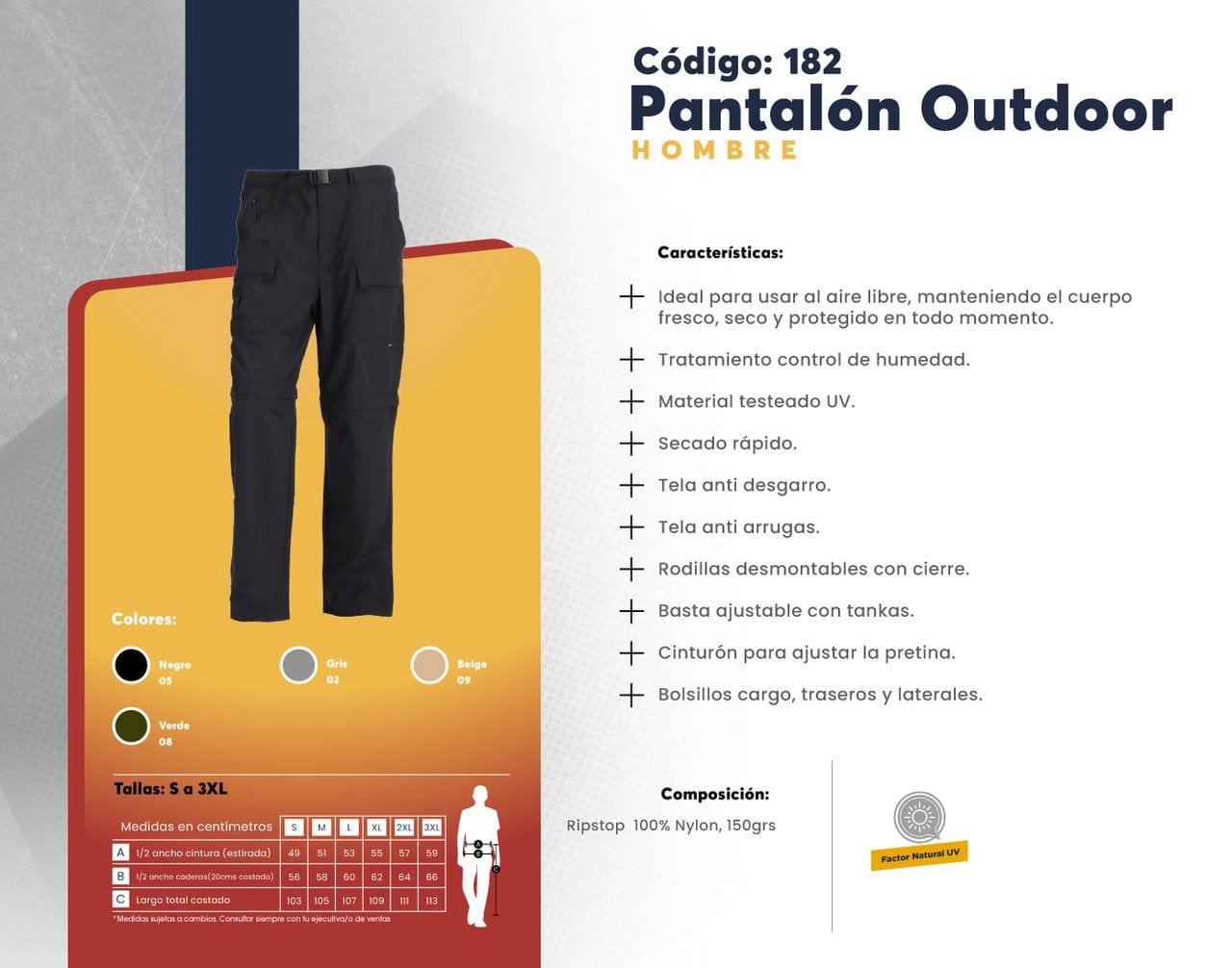 Ficha técnica de Pantalón Outdoor