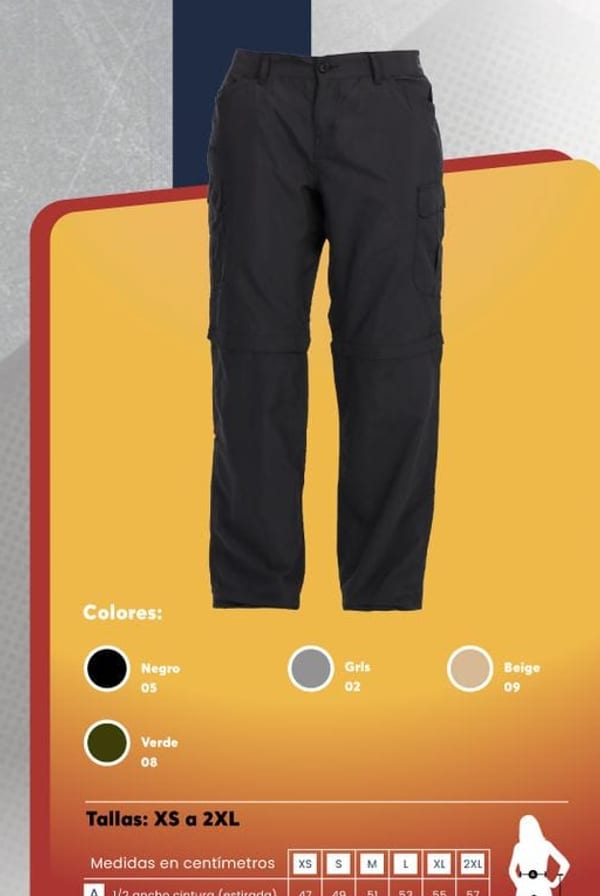 Pantalón outdoor para mujer con rodillas desmontables, pretina elasticada y protección UV.