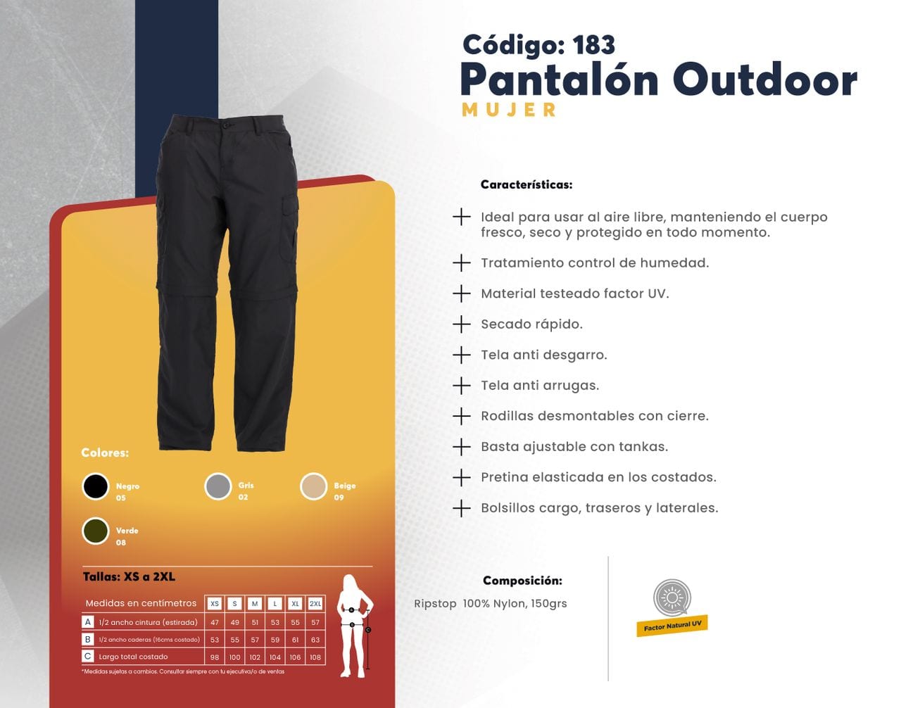 Ficha técnica de Pantalón Outdoor