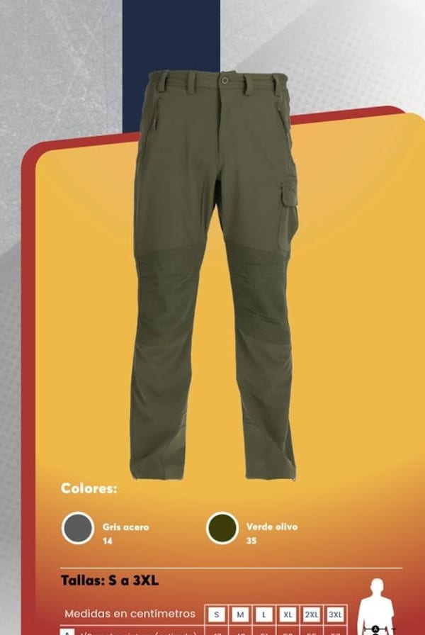 Pantalón outdoor de tela elástica para hombre, con refuerzos en rodillas y protección UV.