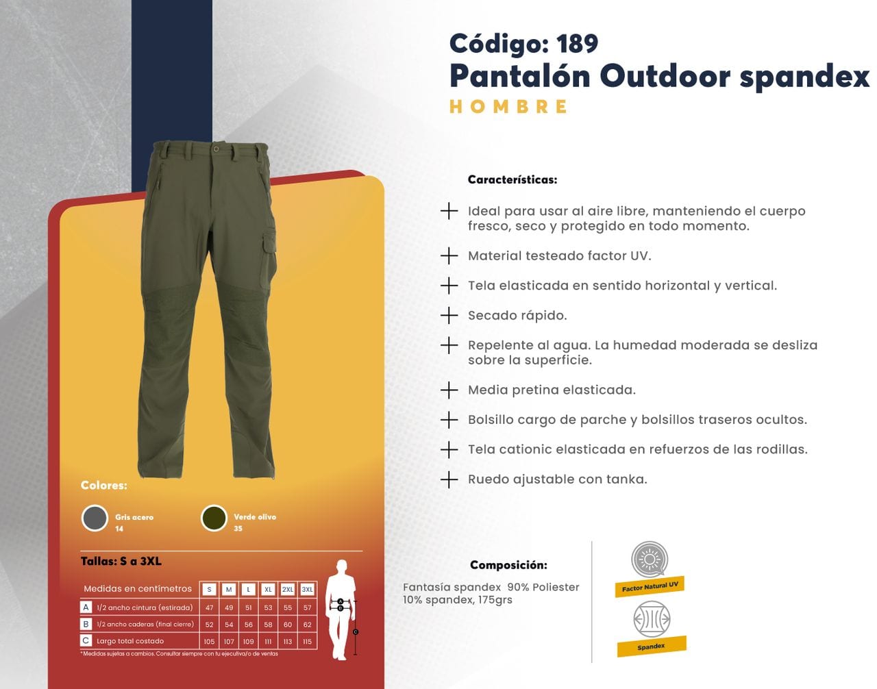 Ficha técnica de Pantalón Outdoor spandex