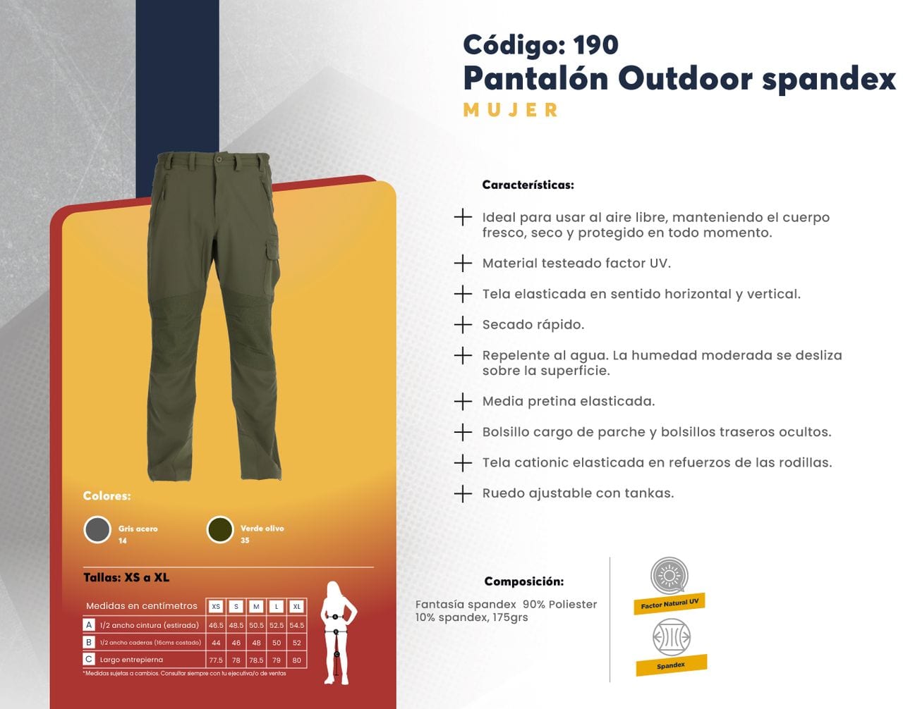 Ficha técnica de Pantalón Outdoor spandex