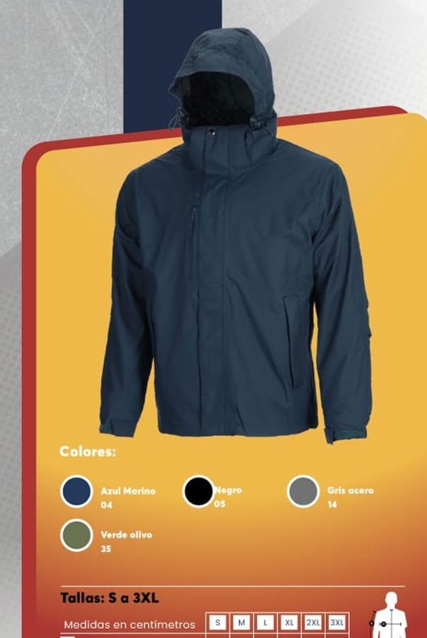 Parka 3 en 1 impermeable para hombre, color azul marino, con capucha desmontable y chaqueta polar interior.