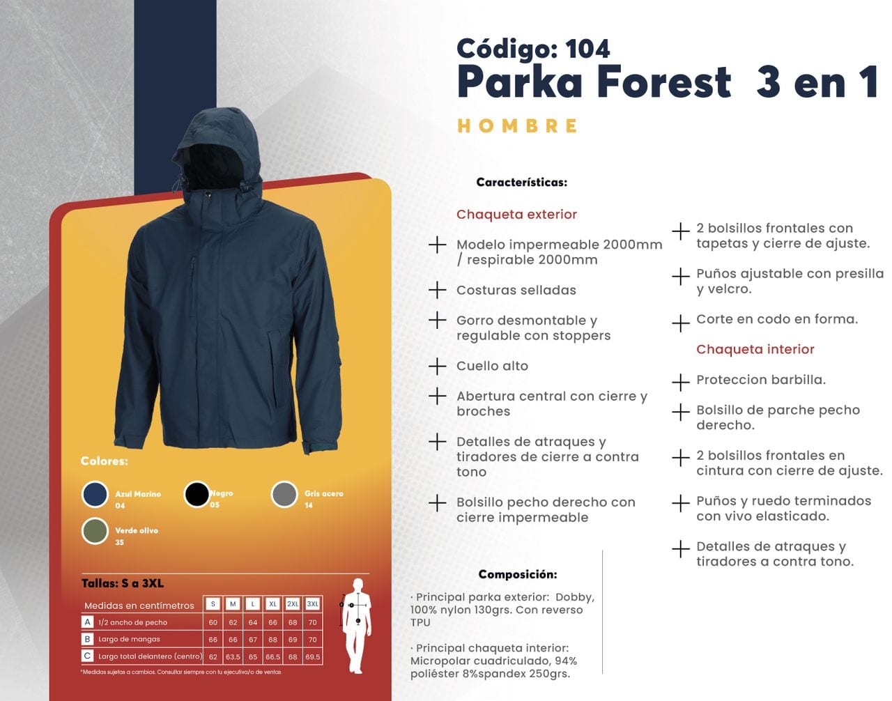 Ficha técnica de Parka Forest 3 en 1