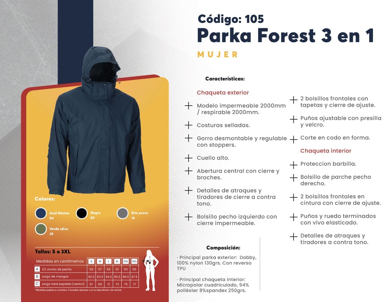 Ficha técnica de Parka Forest 3 en 1