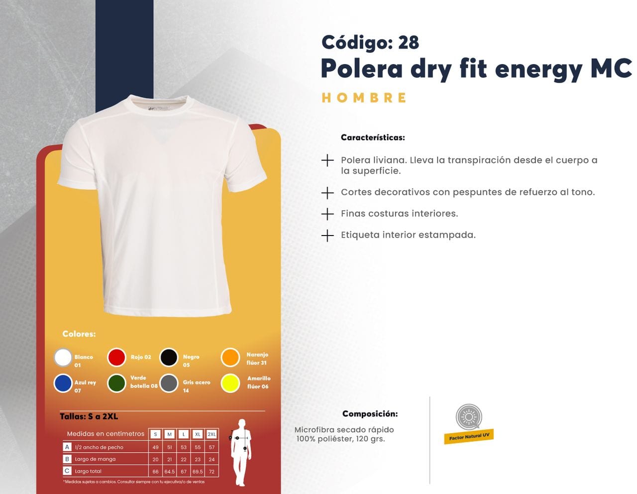 Ficha técnica de Polera dry fit energy MC