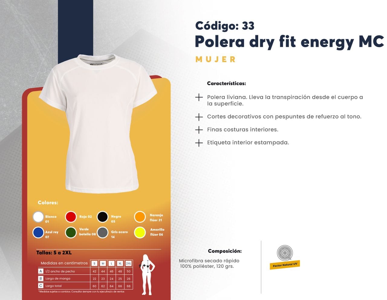 Ficha técnica de Polera dry fit energy MC