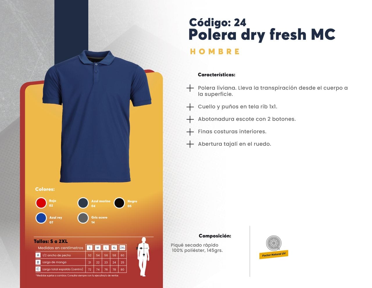 Ficha técnica de Polera dry fresh MC