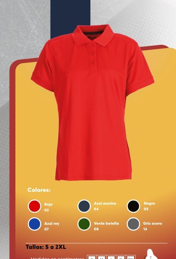 Polera polo de manga corta para mujer, liviana y transpirable, con cuello y puños en tela rib.