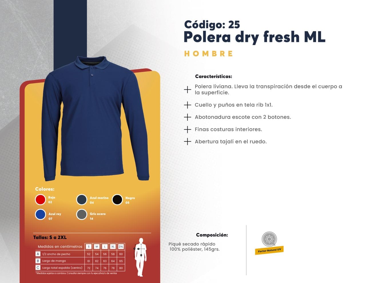 Ficha técnica de Polera dry fresh ML