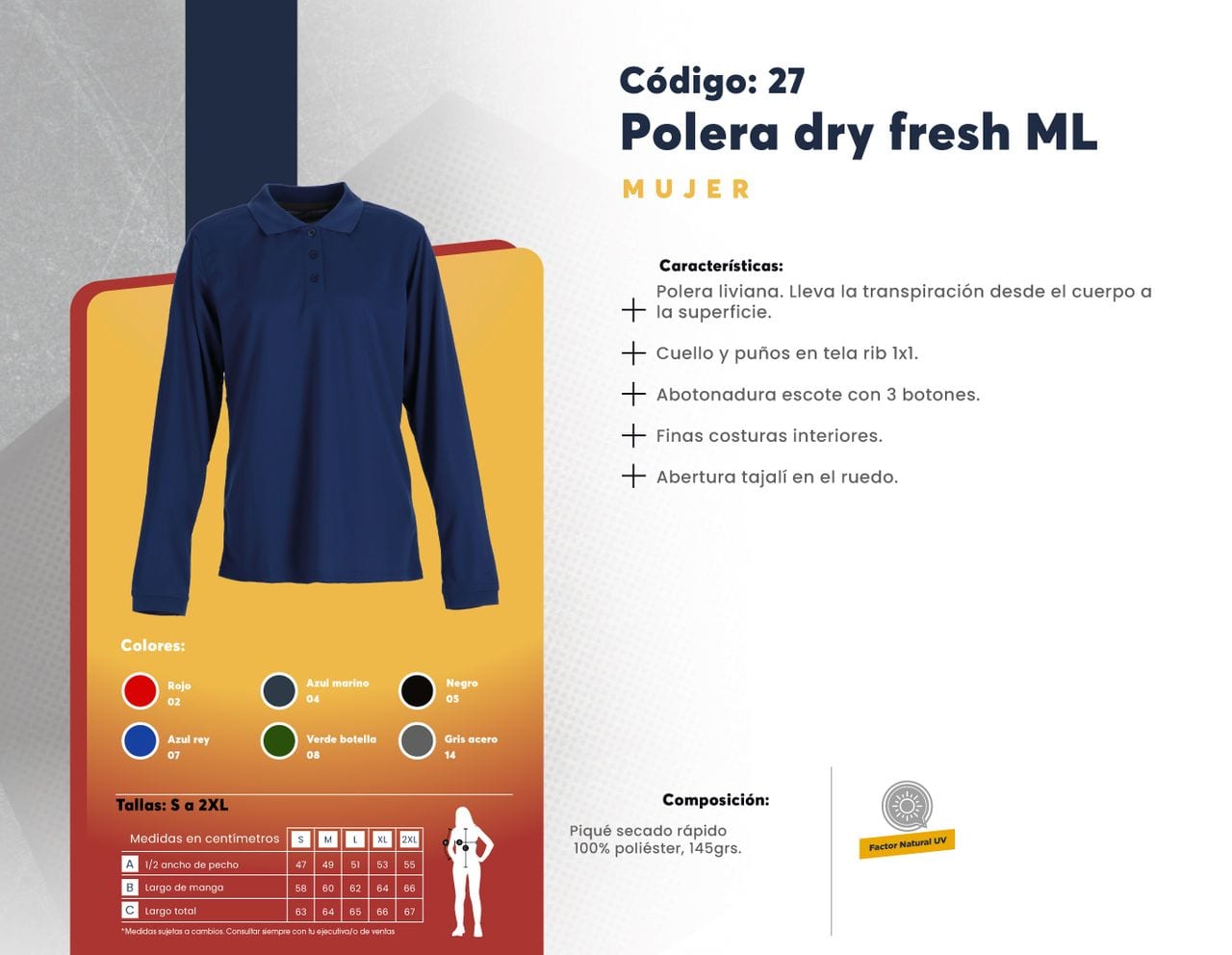 Ficha técnica de Polera dry fresh ML
