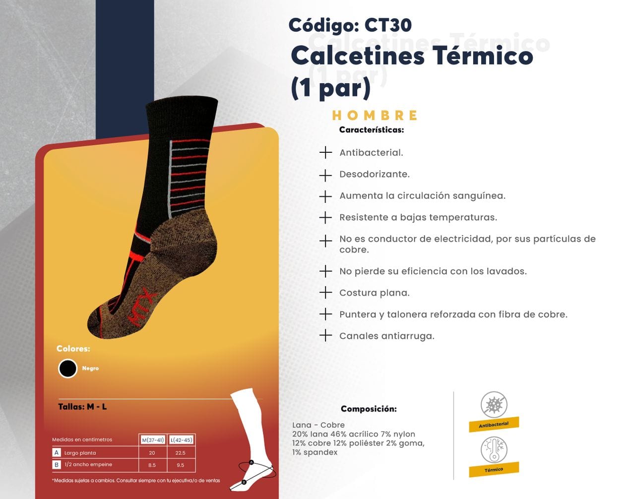 Ficha técnica de Calcetines Térmico (1 par)