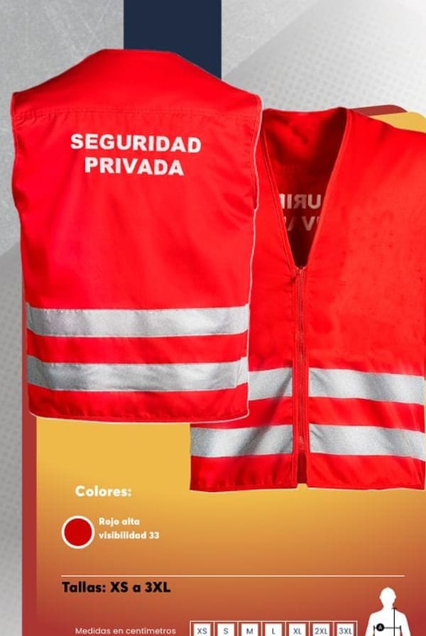Chaleco geólogo de alta visibilidad para guardias de seguridad privada, con bordado en la espalda y cintas reflectantes en 360 grados.