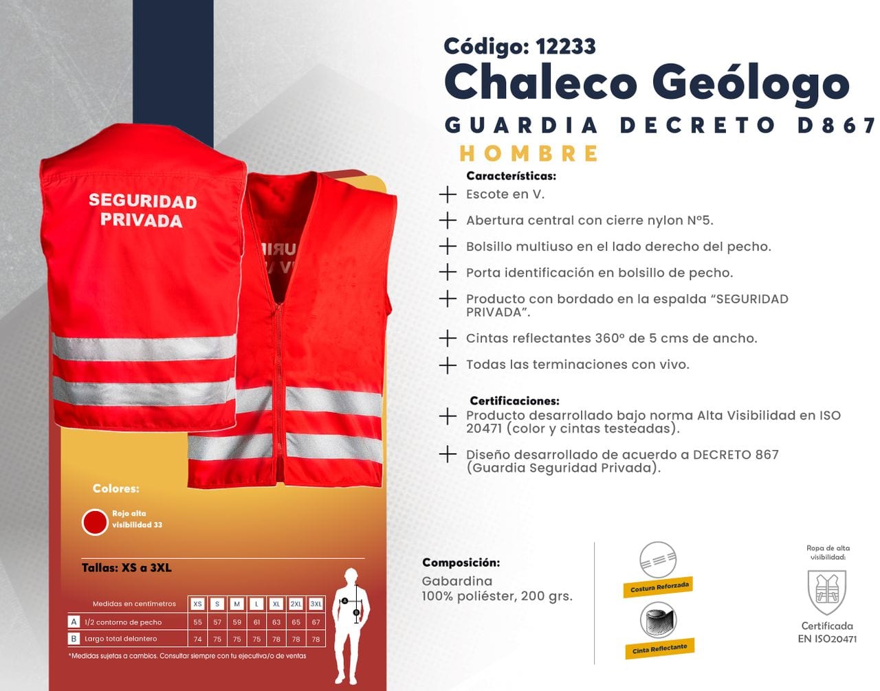 Ficha técnica de Chaleco Geólogo Guardia Decreto D867