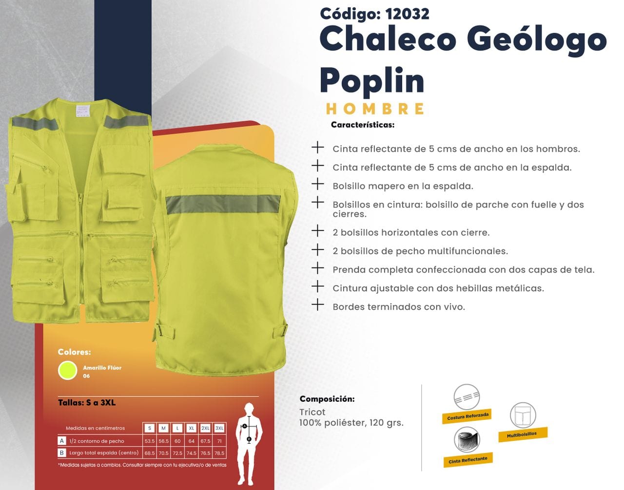 Ficha técnica de Chaleco Geólogo Poplin