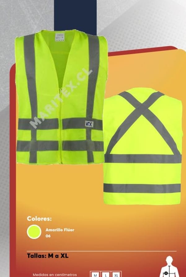 Chaleco reflectante vial para hombre, en amarillo flúor, con cinta reflectante y terminaciones con vivo.