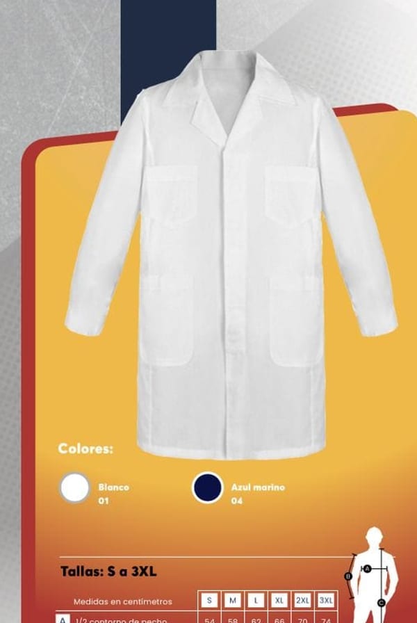 Cotona de trabajo para hombre, en tela poplin, con bolsillos de parche y costuras reforzadas.