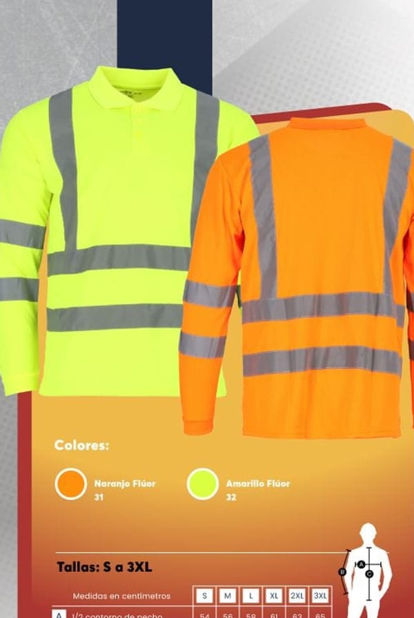 Polera dry fit de alta visibilidad para hombre, cuello camisero con botones, cinta reflectante y diseño bajo norma EN ISO 20471.