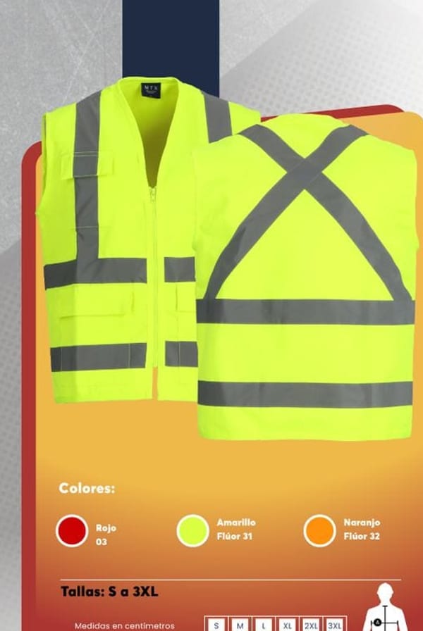 Chaleco geólogo minero de alta visibilidad para hombre, en gabardina con cintas reflectantes.