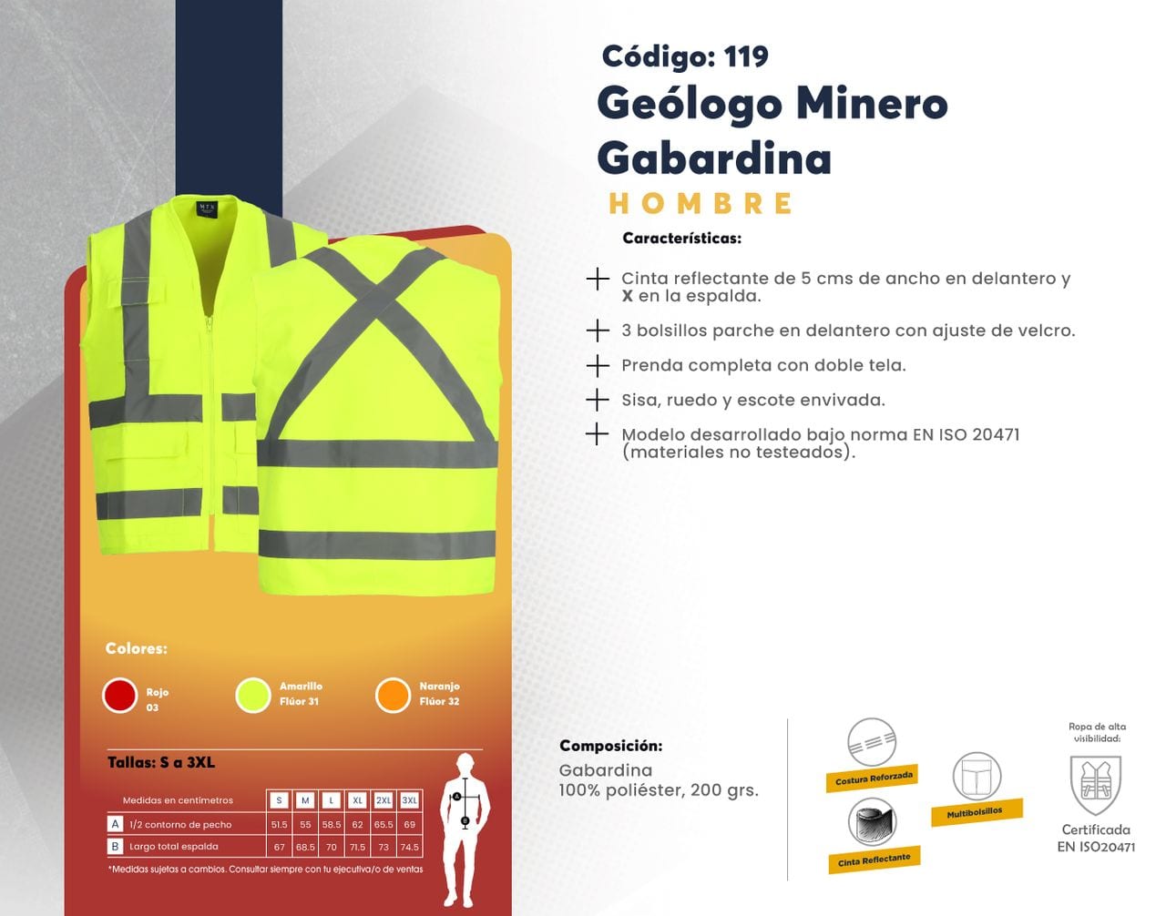 Ficha técnica de Geólogo Minero Gabardina