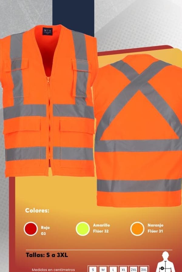 Chaleco geólogo minero de alta visibilidad para hombre, con cintas reflectantes y múltiples bolsillos.