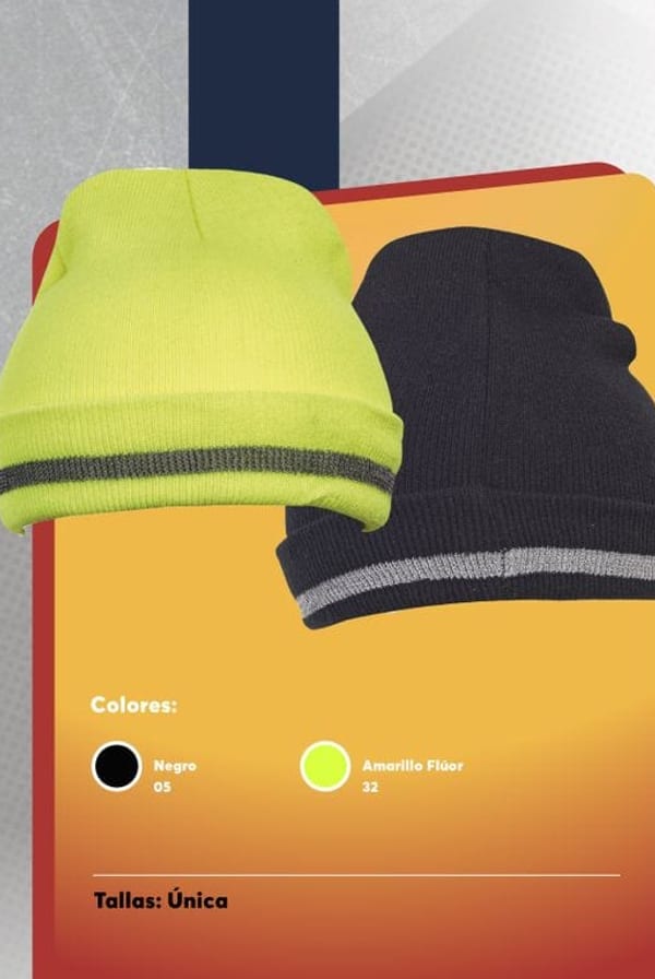 Gorro térmico unisex de doble tejido con línea reflectante, ideal para climas fríos.