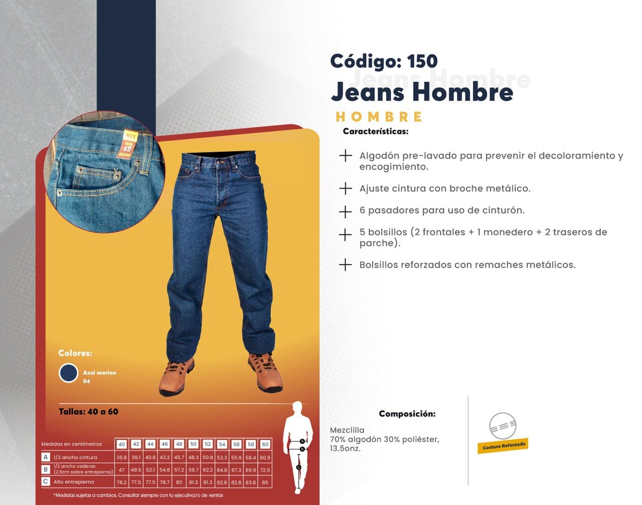 Ficha técnica de Jeans Hombre