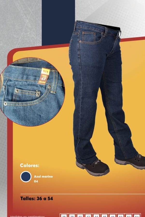 Jeans de mezclilla spandex para mujer, en azul marino, con bolsillos reforzados y ajuste de cintura con broche metálico.