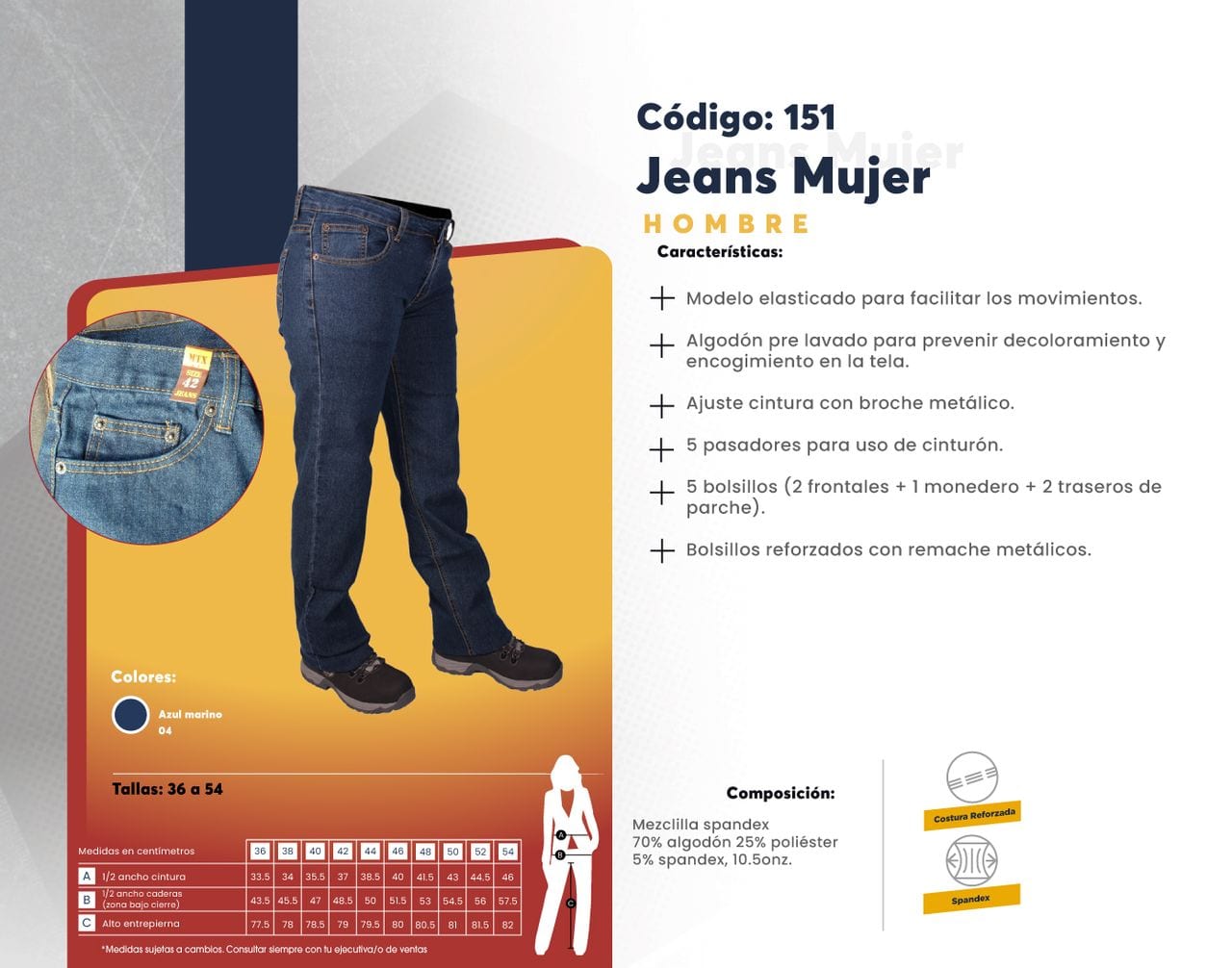 Ficha técnica de Jeans Mujer