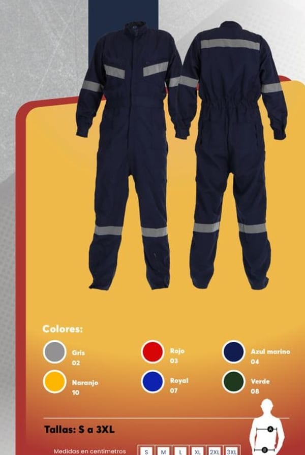 Overol con cinta reflectante en poplin para hombre, con múltiples bolsillos y puños ajustables con velcro.