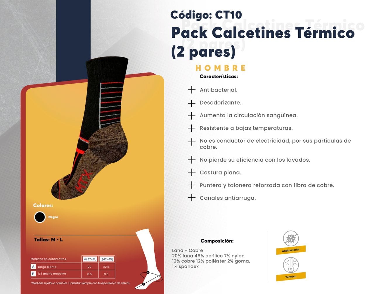 Ficha técnica de Pack Calcetines Térmico (2 pares)
