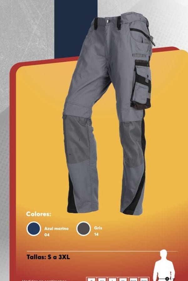 Pantalón de trabajo de alta resistencia para hombre, con bolsillos cargo multifuncionales y rodillas reforzadas.