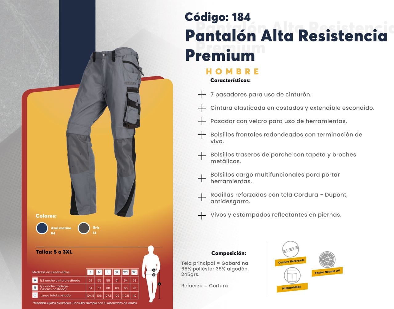 Ficha técnica de Pantalón Alta Resistencia Premium