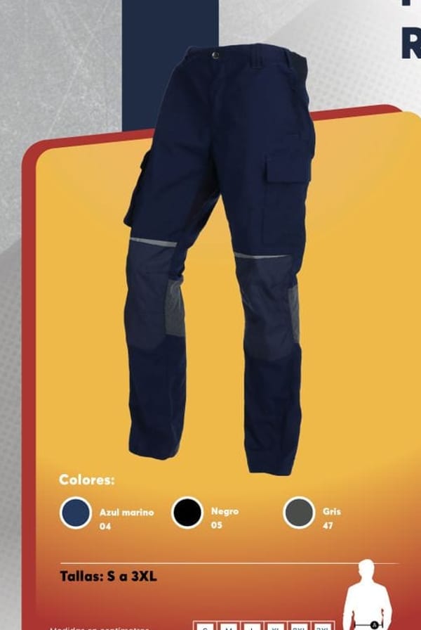 Pantalón cargo elasticado de trabajo para hombre, con bolsillos multiuso y detalles reflectantes en rodillas.